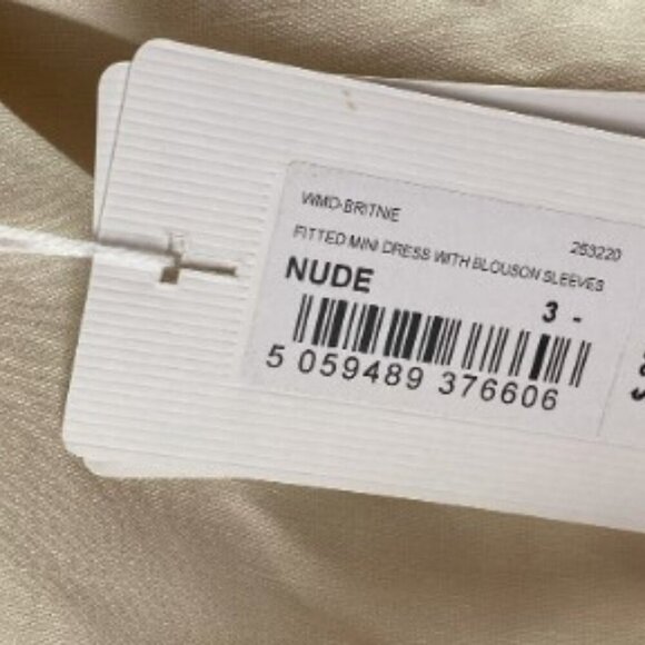 TED BAKER Britnie Puff Sleeve Dress Nude 8 (Ted 3) NWT - Picture 5 of 9